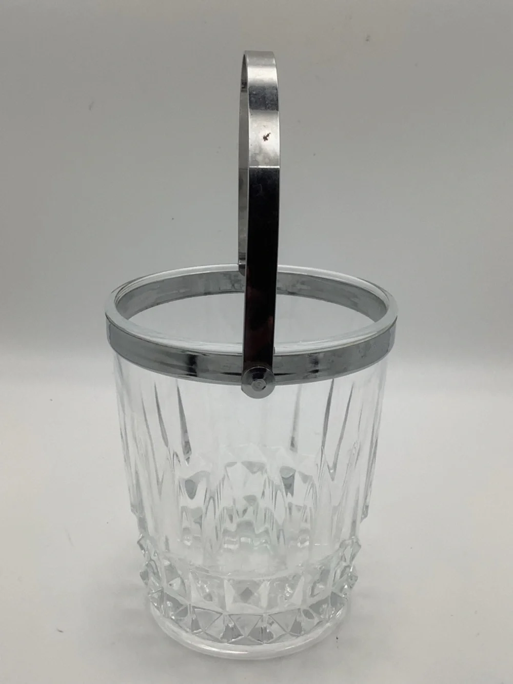 Vintage Crystal D’Arques Small Crystal Ice Bucket with Silver Handle